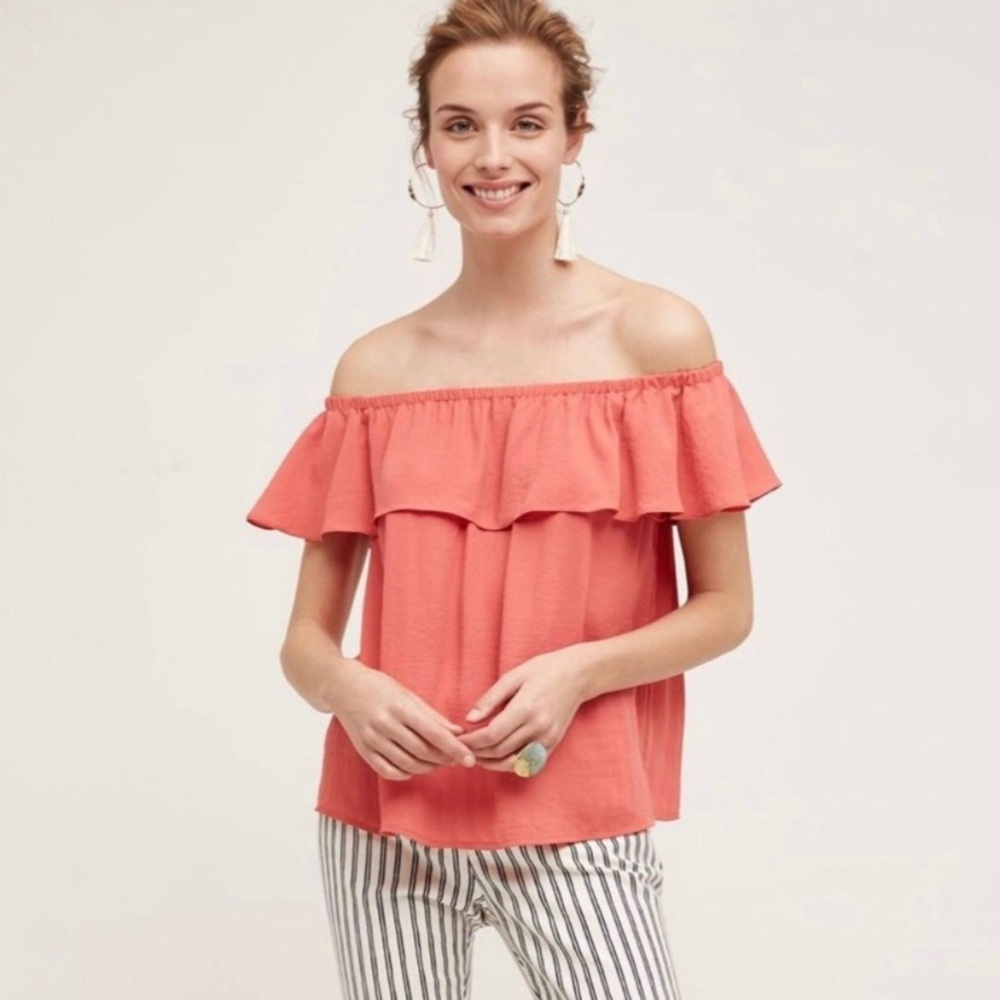 Anthropologie Maeve Ruffles Off Shoulder Top size small